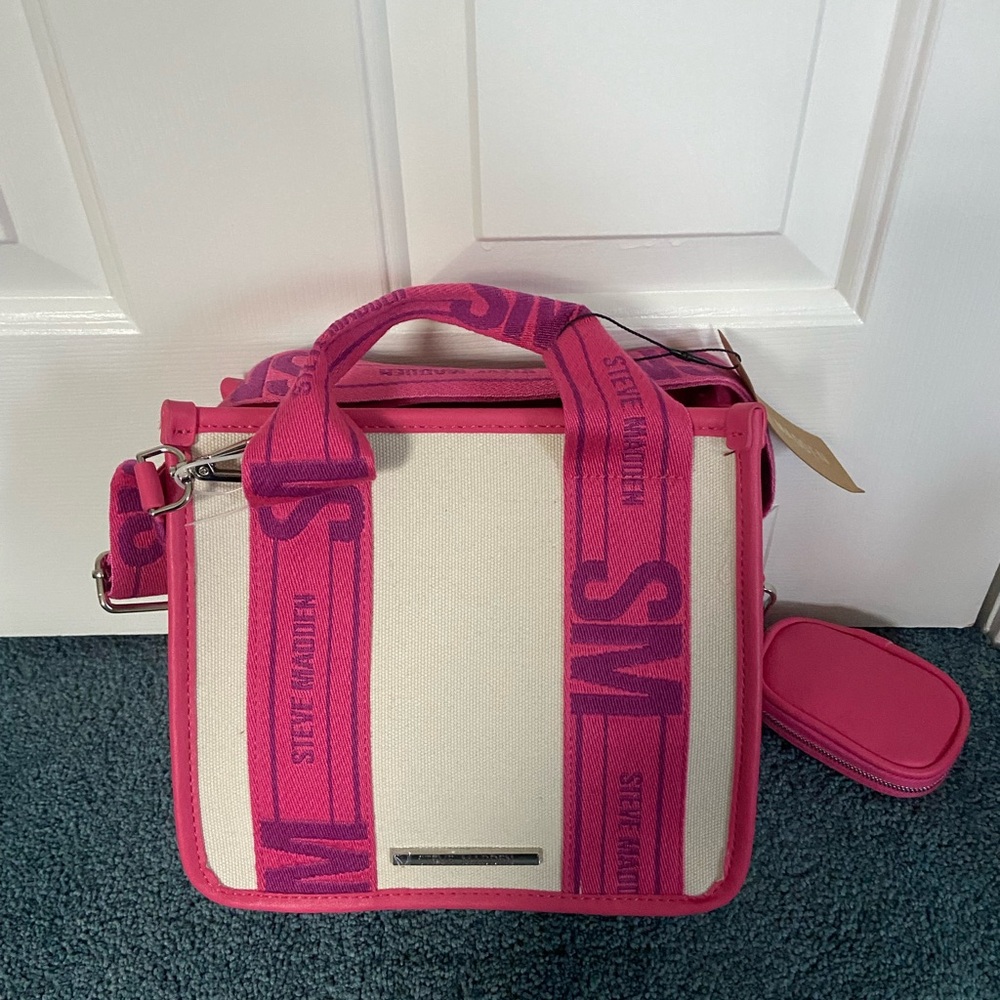 Steve Madden Canvas Pink Summer Satchel Bag New with tags
